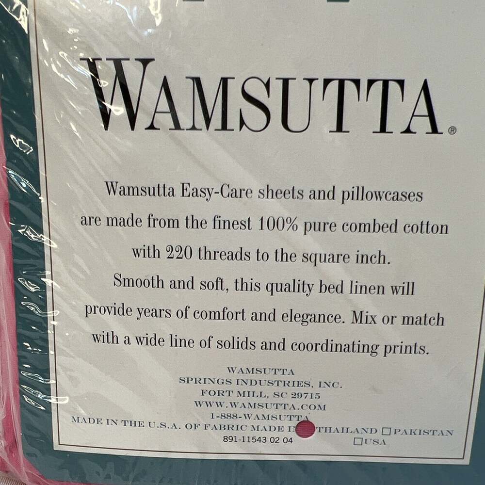 Vintage Wamsutta Easy-Care Cotton Twin Sheet Set Pink Solid 100% Cotton 220tc - Picture 5 of 8